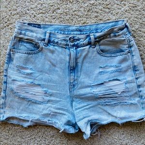 High waisted distressed shorts